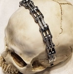 Diamond CZ Bike Chain Bracelet